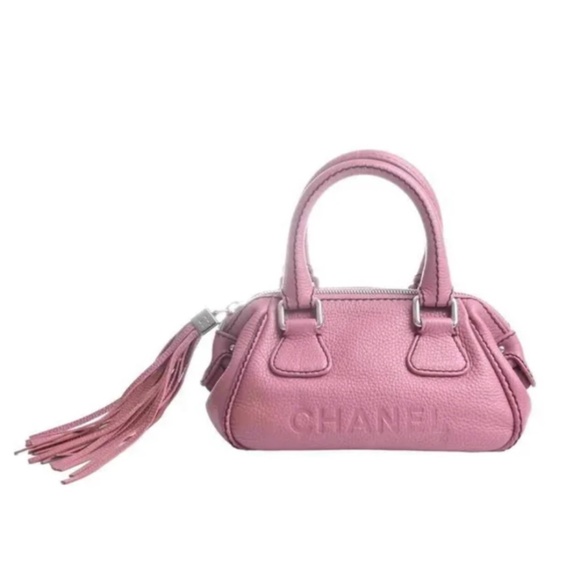 CHANEL Handbags - Pre-owned Authentic CHANEL Leather Mini Boston Bag Pink Leather Handbag